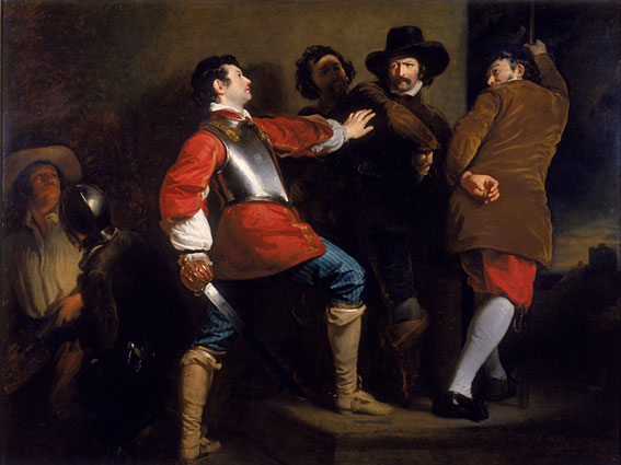 Arrest of Guy Fawkes by the Royalist soldier Sir Thomas Knevet, 1605, 5th of November,  by Henry Perronet Briggs (1793-1844) Laing Art Gallery,  B8115, painted in 1823.